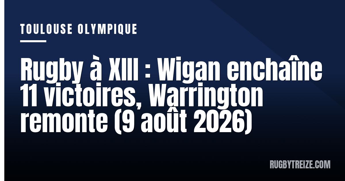 Rugby à XIII : Wigan enchaîne 11 victoires, Warrington remonte (9 août 2026)